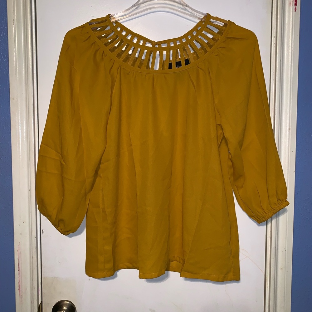 Mustard 3/4 Sleeve Blouse